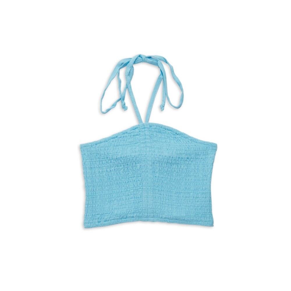 Vintage Havana Youth Light Blue Ruched Halter Tank Top Summer Beach NEW